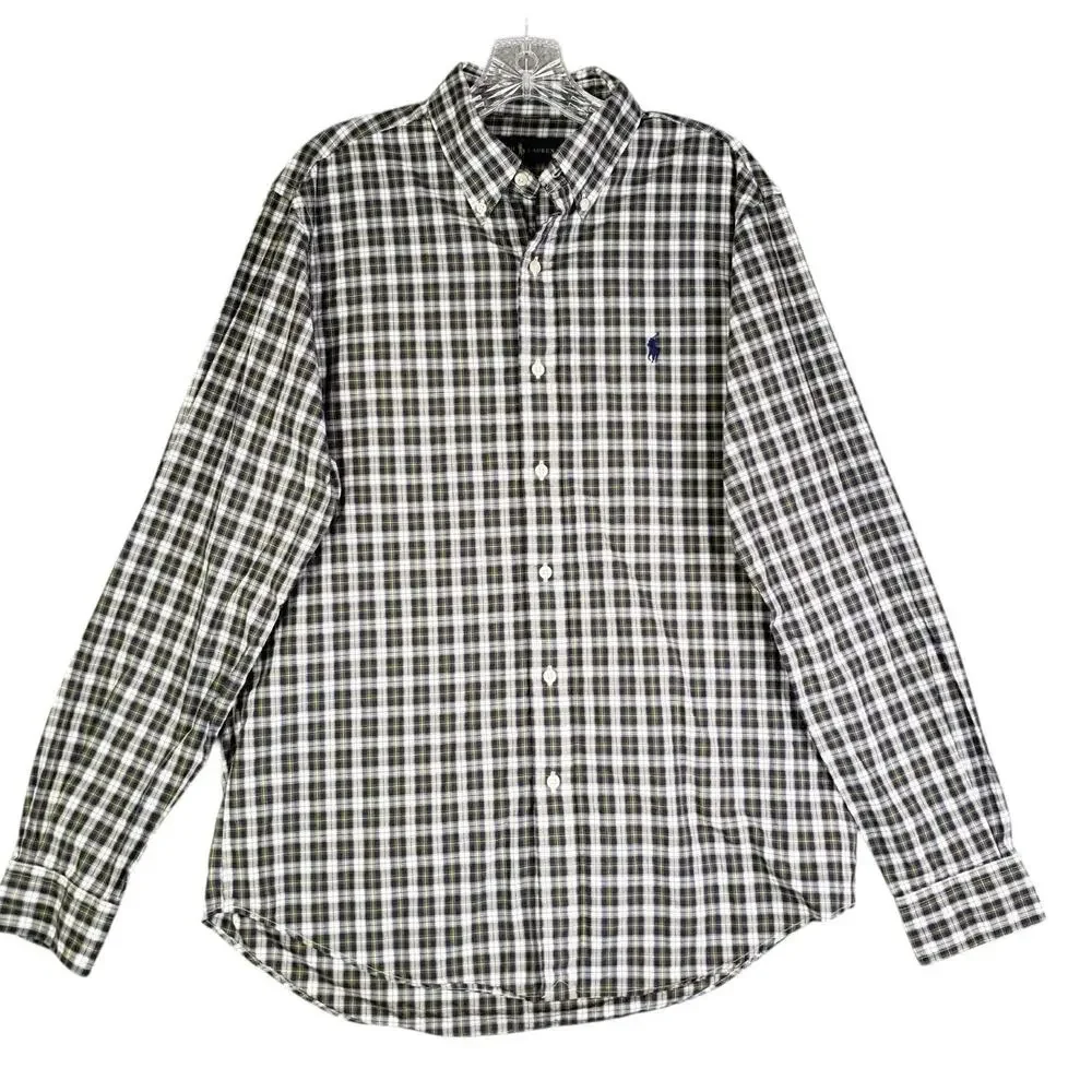 Polo Ralph Lauren Oxford Shirt Mens Size Medium M Button Down Green Plaid